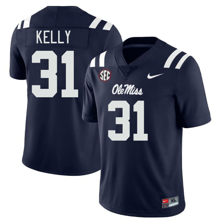 Ole Miss Rebels #31 Torian Kelly College Football Jerseys Stitched Sale-Navy